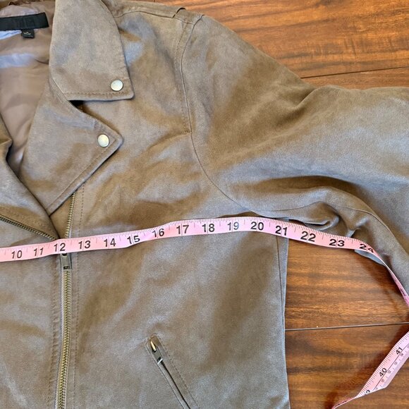 Uniqlo Women's Faux Suede Moto Jacket Stone Brown Size‎ L Stylish Casual Coat - Picture 10 of 12